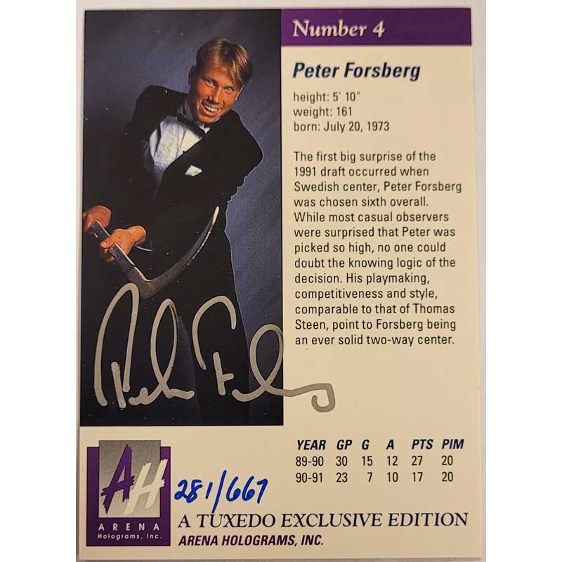 Peter Forsberg 1991 Arena Draft Picks Autographs #4