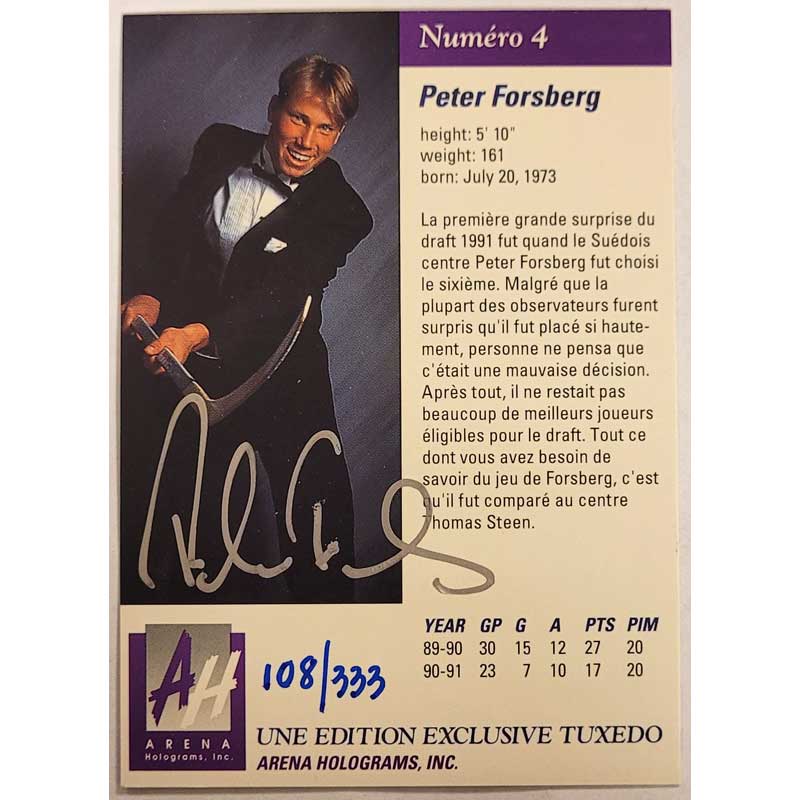 Peter Forsberg 1991 Arena Draft Picks Autographs French #4