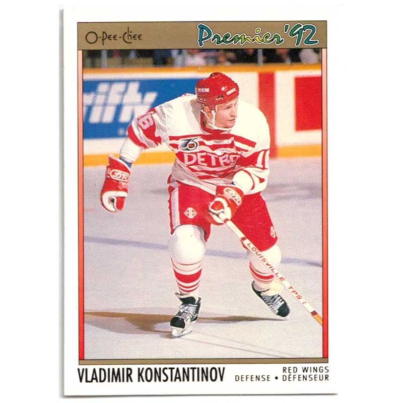Vladimir Konstantinov RC / Lidström photo on back 1991-92 OPC Premier #118A ERROR