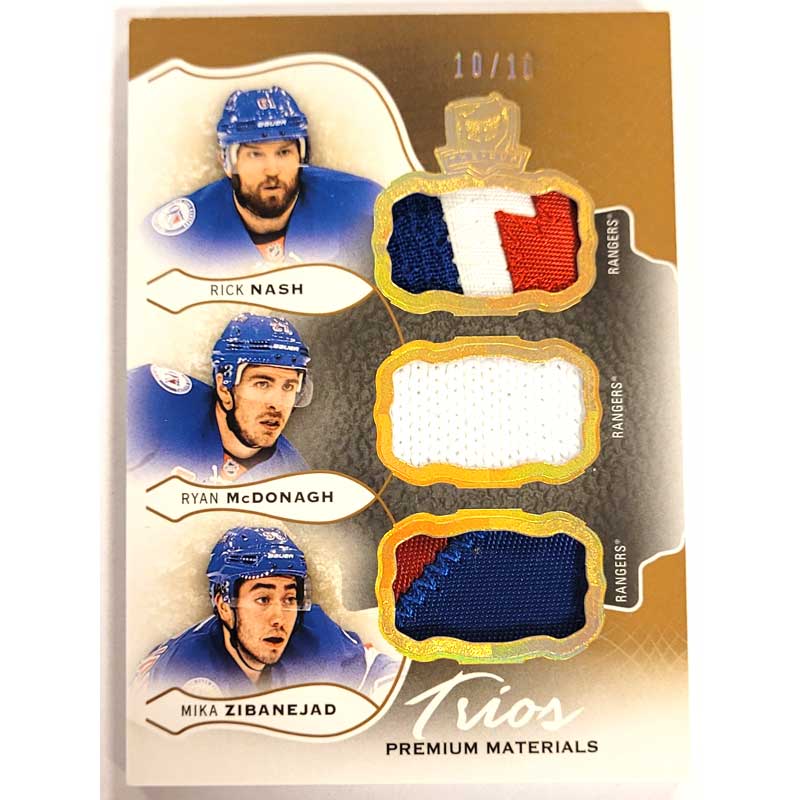 Rick Nash / Ryan McDonagh / Mika Zibanejad 2016-17 The Cup Trios Jerseys Gold Premium Material #C3NYR 10/10