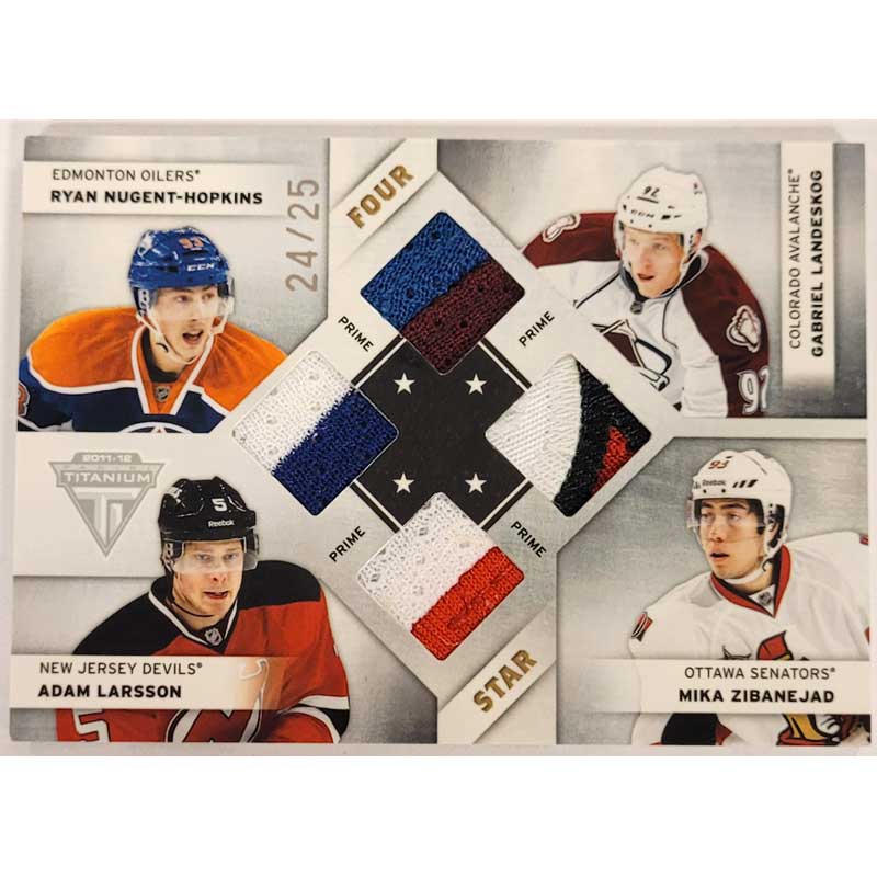 Ryan Nugent-Hopkins / Gabriel Landeskog / Adam Larsson / Mika Zibanejad  2011-12 Panini Titanium Four Star Memorabilia Prime #20 24/25