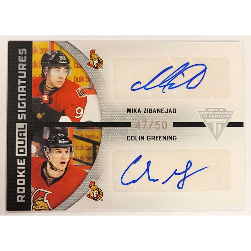 Mika Zibanejad / Colin Greening 2011-12 Panini Titanium Rookie Dual Signatures #20 /50