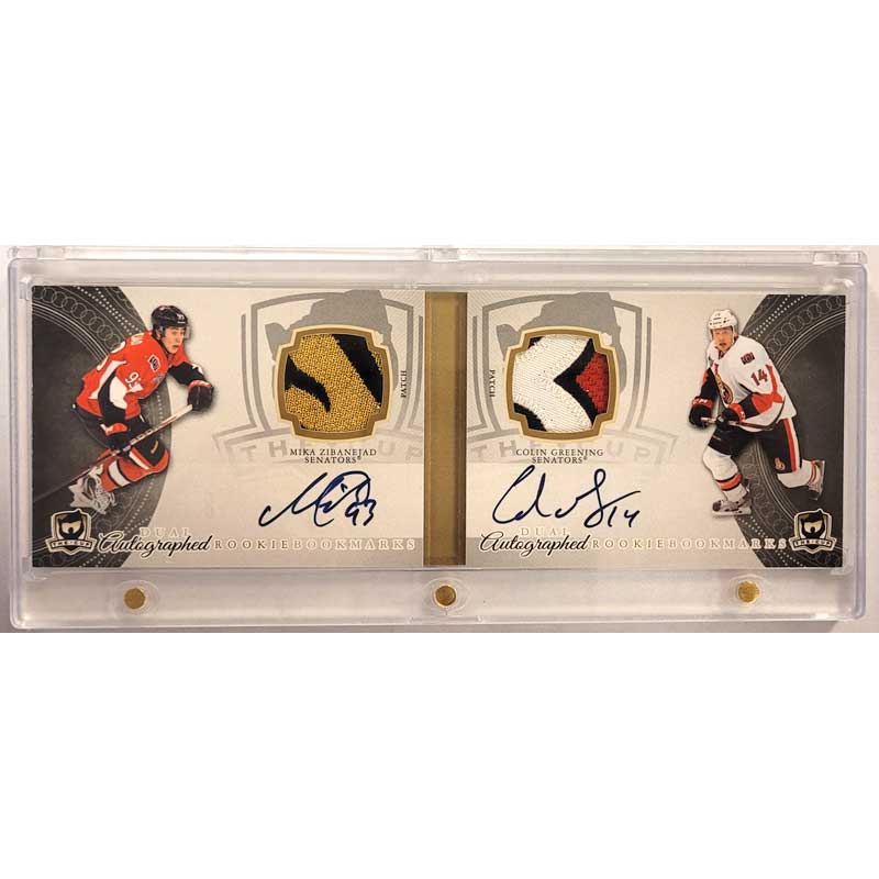 Mika Zibanejad / Colin Greening 2011-12 The Cup Rookie Bookmarks Dual Autographs #ARBZG 16/25 - One Touch included.