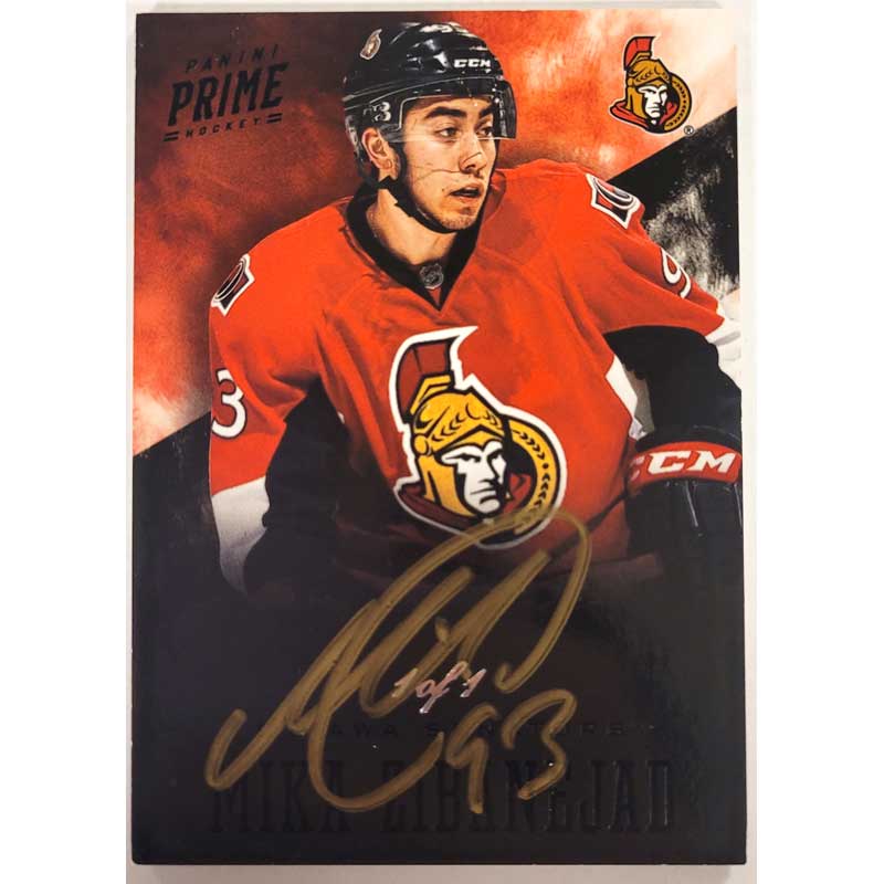 Mika Zibanejad 2012-13 Panini Prime Black Signatures #100 1/1 [Please note edges and corners]