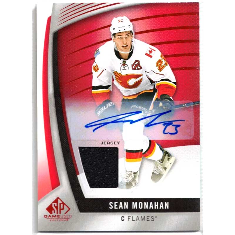 Sean Monahan 2017-18 SP Game Used Red #14 Jersey Autograph