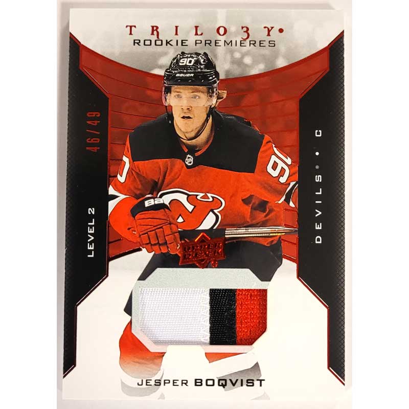 Jesper Boqvist 2019-20 Upper Deck Trilogy Red #93 PATCH /49