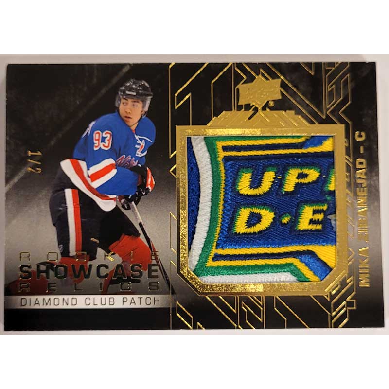 Mika Zibanejad 2015-16 UD Black Showcase Relics Diamond Club Patch #RSRMZ 1/2 & 2/2 [Both cards]