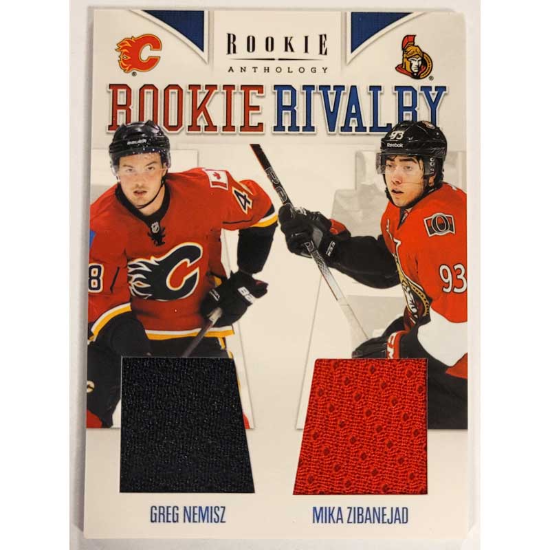 Greg Nemisz / Mika Zibanejad 2011-12 Panini Rookie Anthology Rookie Rivalry Dual Jerseys #5 (Black/Red)