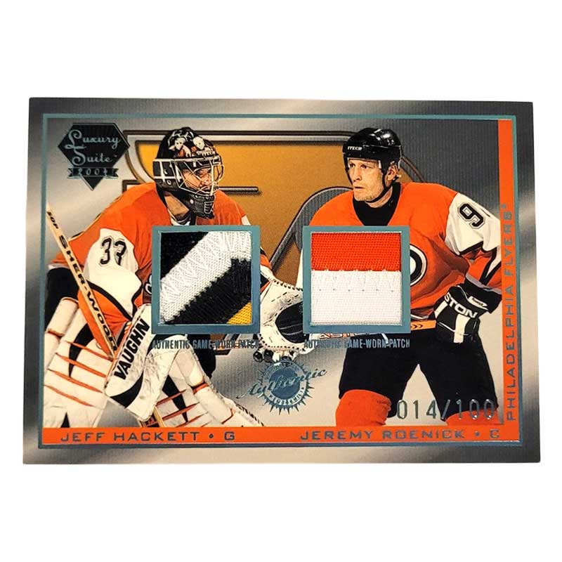 Jeremy Roenick /Jeff Hackett 2003-04 Pacific Luxury Suite Patch #44B 014/100