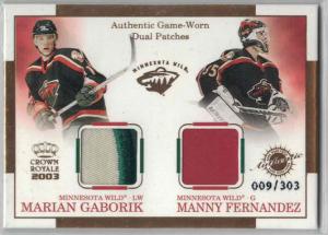 Marian Gaborik / Manny Fernandez 2002-03 Crown Royale Dual Patches #13 /303