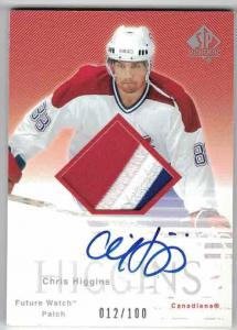 Chris Higgins 2003-04 SP Authentic Signed Patches #CH /100