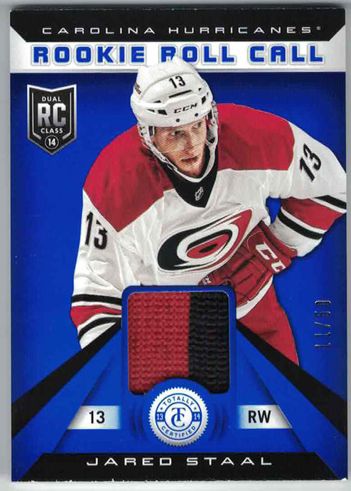 Jared Staal 2013-14 Totally Certified Rookie Roll Call Jerseys Prime Blue #RRJAS /50
