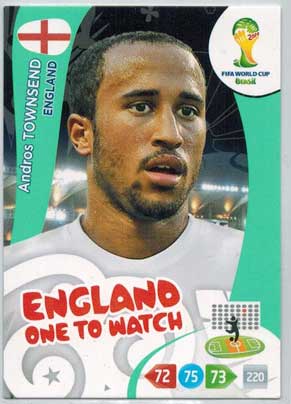 England One to Watch, 2014 Adrenalyn World Cup #137 Andros Townsend
