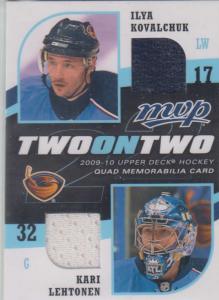 Nathan Horton/Tomas Vokoun/Ilya Kovalchuk/Kari Lehtonen 2009-10 Upper Deck MVP Two on Two Jerseys #JKLHV