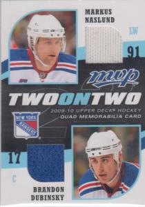 Brandon Dubinsky/Markus Naslund/Milan Lucic/Blake Wheeler 2009-10 Upper Deck MVP Two on Two Jerseys #JNDLW