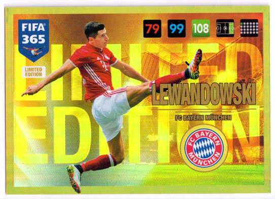 Lewandowski, Limited Edition, Panini Adrenalyn 365 2016-17