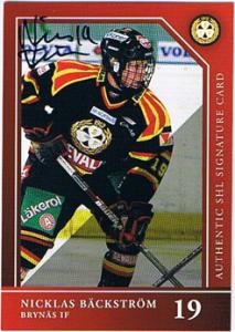 2006 SHL Elitset, Sverigehaftet, Autograph, Nicklas Backstrom, Brynas IF