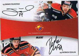 2010-11 SHL s.2 Dual Signatures #2 Jimmie Olvestad / Patrick Cehlin Djurgardens IF /30