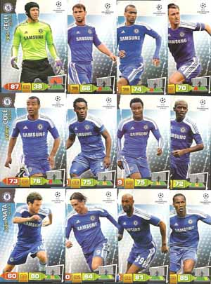 Teamset Chelsea, 2011-12 Adrenalyn Champions League, 12 olika grundkort