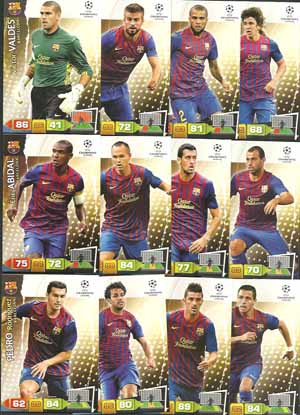 Teamset Barcelona, 2011-12 Adrenalyn Champions League, 12 olika grundkort