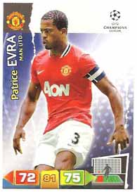 Grundkort Manchester United, 2011-12 Adrenalyn Champions League, Patrice Evra
