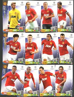 Teamset Manchester United, 2011-12 Adrenalyn Champions League, 12 olika grundkort
