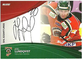 2011-12 SHL s.1 Signatures #06 Joel Lundqvist Frölunda