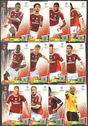 Teamset Milan, 2011-12 Adrenalyn Champions League, 12 olika grundkort