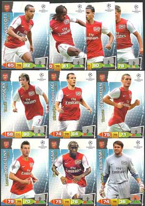 Teamset Arsenal, 2011-12 Adrenalyn Champions League, 10 olika grundkort