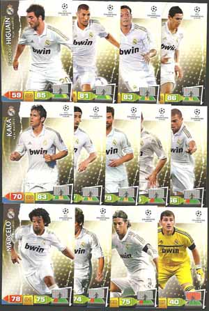 Teamset Real Madrid, 2011-12 Adrenalyn Champions League, 13 olika grundkort