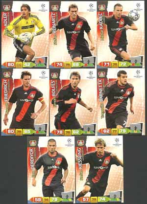 Teamset Bayer Leverkusen, 2011-12 Adrenalyn Champions League, 8 olika grundkort