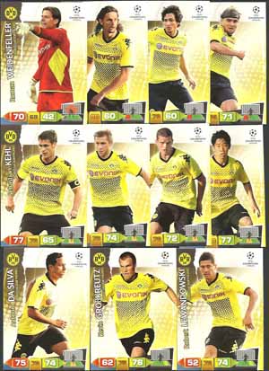 Teamset Borussia Dortmund, 2011-12 Adrenalyn Champions League, 11 olika grundkort