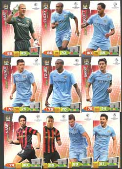 Teamset Manchester City, 2011-12 Adrenalyn Champions League, 10 olika grundkort