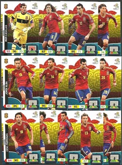 Teamset Spanien, 2012 Adrenalyn EM/ Euro 2012, 13 Olika grundkort