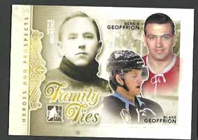 Howie Morenz/ Blake Geoffrion/ Bernie Geoffrion 2011-12 ITG Heroes and Prospects Family Ties #FT02