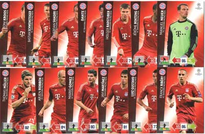 Base cards FC BAYERN MÜNCHEN / MUNCHEN, 2012-13 Adrenalyn Champions League, Pick from list