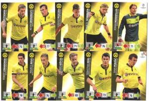 Teamset BORUSSIA DORTMUND, 2012-13 Adrenalyn Champions League, 10 olika grundkort