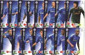 Teamset CHELSEA FC, 2012-13 Adrenalyn Champions League, 15 olika grundkort