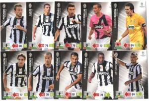 Teamset JUVENTUS, 2012-13 Adrenalyn Champions League, 10 olika grundkort