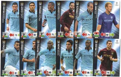 Base cards MANCHESTER CITY FC, 2012-13 Adrenalyn Champions League, Pick from list