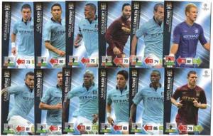 Teamset MANCHESTER CITY FC, 2012-13 Adrenalyn Champions League, 12 olika grundkort