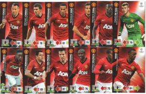 Teamset MANCHESTER UNITED FC, 2012-13 Adrenalyn Champions League, 12 olika grundkort