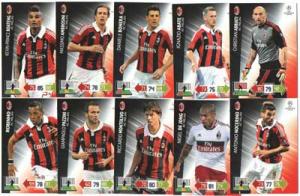 Teamset AC MILAN, 2012-13 Adrenalyn Champions League, 10 olika grundkort