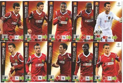Teamset FC NORDSJAELLAND, 2012-13 Adrenalyn Champions League, 10 olika grundkort
