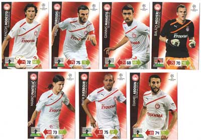 Teamset OLYMPIACOS FC, 2012-13 Adrenalyn Champions League, 7 olika grundkort