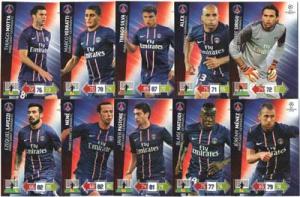 Teamset PARIS SAINT-GERMAIN FC, 2012-13 Adrenalyn Champions League, 10 olika grundkort 