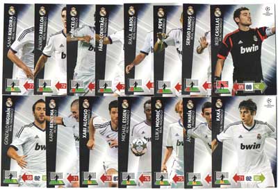 Base cards REAL MADRID CF, 2012-13 Adrenalyn Champions League, Pick from list