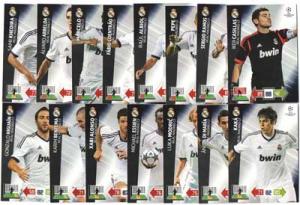 Teamset REAL MADRID CF, 2012-13 Adrenalyn Champions League, 15 olika grundkort 