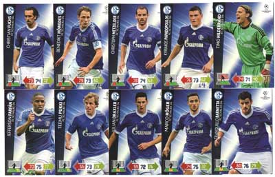 Teamset FC SCHALKE 04, 2012-13 Adrenalyn Champions League, 10 olika grundkort