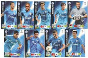 Teamset FC ZENIT ST PETERSBURG, 2012-13 Adrenalyn Champions League, 9 olika grundkort